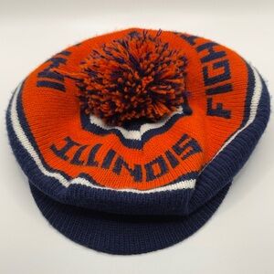 Fighting Illini Orange and Blue Pom-Pom Beanie Hat